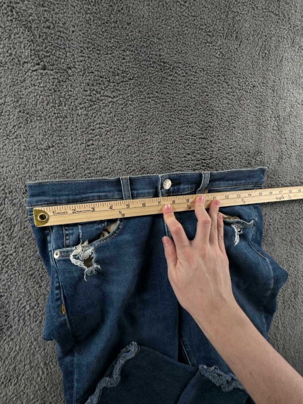 Rag & Bone Skinny Jeans Women Size 31 Medium Wash Stretch Blue Denim Distress - Picture 10 of 16